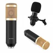 Zerone Microphone à condensateur cardioïde BM-900, Microphone Professionnel pour Studio de radiodiffusion avec Support Antichoc, Cap