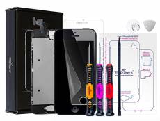 Trop Saint® Écran pour iPhone 5 Noir - LCD Complet - Kit de Réparation Premium avec Notice en 5 Langues, Outils, Tapis de Repérage Magnetique et Film