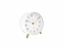 Horloge réveil en métal lofty - diam. 11 cm - blanc