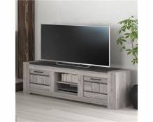 Banc TV 155 cm moderne couleur chêne gris ANGUS-L