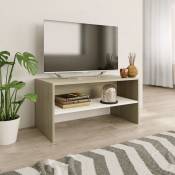 Vidaxl vidaXL Meuble TV Blanc et chêne sonoma 80 x 40 x 40 cm Aggloméré