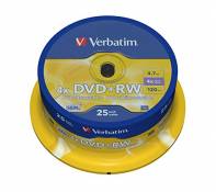 Verbatim 43489 4.7GB 4x Matt Silver DVD+RW - 25 Pack