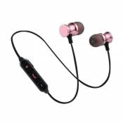 WISETONY® Écouteurs magnétique Bluetooth 4.1 sans Fil Stéréo Oreillette Sport avec Microphone - Or rose