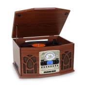 auna NR-620 - Chaîne hifi stéréo avec platine vinyle vintage - Platine vinyle, lecteur cassette, CD et MP3 USB - Bois vintage