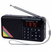 Totento Mini Radio Portable FM USB Micro-SD et Lecteur