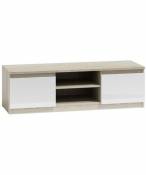 Meuble TV moderne pour salon 120 cm - Sonoma-Blanc