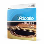 D'Addario Cordes Guitare Acoustique | Corde Guitare Folk | EZ910 | Cordes en bronze pour guitare acoustique | Bronze 85/15 | Léger 11-52