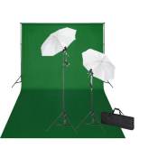 vidaXL Kit de studio et toile de fond verte 600 x 300 cm et lumières