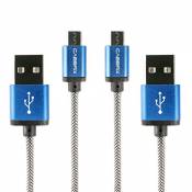 CABBRIX Câble Micro USB Blue [Lot de 2 / 3m] synchronisation