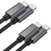 nonda Câble USB C vers USB C (2-Pack) 60W/3A 6.6ft,