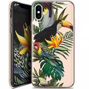 Caseink Coque pour Apple iPhone XS/X (5.8) Crystal Gel HD [ Nouvelle Collection - Souple - Antichoc - Imprimé en France] Toucan Tropical