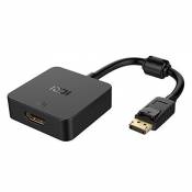 ICZI Adaptateur Actif DP vers HDMI 2.0, Adaptateur DisplayPort vers HDMI 2.0, Mâle vers Femelle, Actif, 4K 60HZ Plaqués Or Noir
