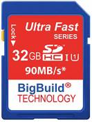 BigBuild Technology 32 Go SD SDHC Ultra Rapide 90 Mo/s