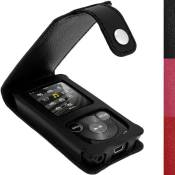 igadgitz Noir Étui Housse Cuir pour Sony Walkman NWZ-E384 avec Mousequeton et Prot. D’écran