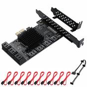 MZHOU Carte PCIe SATA 10 Ports, Carte D'extension PCI-E