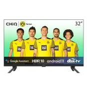 Smart TV, CHiQ L32G7L, 80cm (32 Pouces), télévision Android 11 Bord Ultra Fin, Netflix, Prime Video, Youtube, Wi-FI 2.4