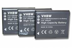 3 x vhbw Batterie Set 600mAh pour caméra Olympus DM-901,