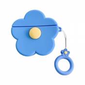 Etui Coque de protection en silicone style fleur pour votre Apple AirPods - Bleu