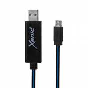 Xenic Câble Micro USB LED Bleu/Noir