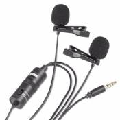 Boya By-M1Dm Lavalier Microphone Double pour Appareil