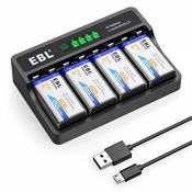 EBL LCD Chargeur de Piles 9V Rechargeables, Chargeur