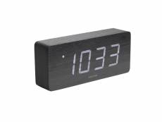 Horloge réveil en bois square - h. 9 cm - noir