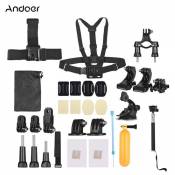 Andoer 37-en-1 Kit d'Accessoires pour Caméra d'Action