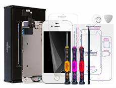 Trop Saint® Écran pour iPhone SE 1er Gen (2016) Blanc - Kit de Réparation Complet avec Notice, Tapis de Repérage Magnetique, Outils et Film Protecteur