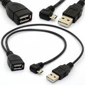 90 degrés Angled Micro USB mâle vers USB Câble hôte