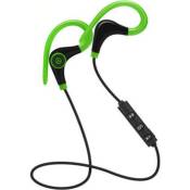 Casque Écouteur Couleur Vert Sport Bluetooth Sans Fil Oreillette Stéréo 4.0 Écouteurs Crochet