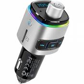 Nulaxy Bluetooth FM Transmitter for Car, 7 Color LED