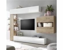 Ensemble meubles tv blanc et chêne SOPRANO 3-L 257