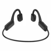 Casque Conduction Osseuse à Oreilles Ouvertes, Casque d'écoute sans Fil Compatible avec la Peau Écouteur à Faible Vibration pour Bluetooth 5.0 (Noir), Audio Et Vidéo Portables