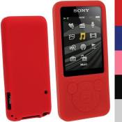 igadgitz Rouge Étui Housse Case Cover Silicone pour Sony Walkman NWZ-E585 + Protecteur d'écran