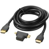 KEYOUEST KO004463 Câble -CONNECT- HDMI 3 en 1 + adaptateur mini - Noir