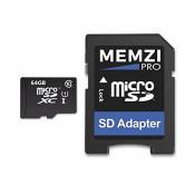 MEMZI Pro Carte mémoire micro SDXC 64 Go Classe 10