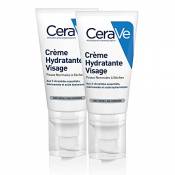 CeraVe Crème Hydratante Visage | 2 x 52ml | Crème