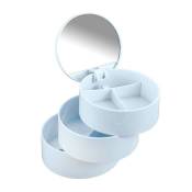 WENKO Boite à bijoux ronde, boite de rangement accessoires salle de bain, 3 compartiments avec miroir, Plastique, Ø 13x14 cm, blanc