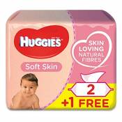 Huggies Soft Skin - 2 Paquets de 56 lingettes + 1 paquet
