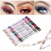 ARTIFUN 12Pcs Shimmer Eyeshadow and Eyeliner Pencil