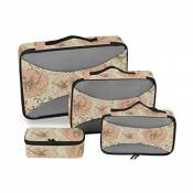 Floral 4pcs Toiletry Bag Travel Cosmetic Organizer,Hanging