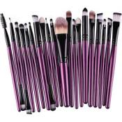 20 pcs - kit kit de pinceau de maquillage l'outil de maquillage cosmetique en laine pinceau de maquillage Poignee violette tube noir