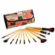 Glow 12 pinceaux maquillage trousse, American flag