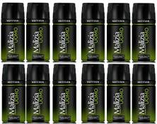 Malizia Lot de 12 déodorants pour homme en spray Vetyver