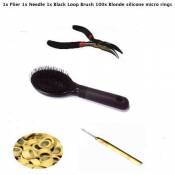 Kit Extension Cheveux Pince + Aiguille + Brosse Noire