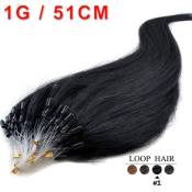 100 extensions cheveux pose à froid easy loop 51cm Noir 1g/mèche
