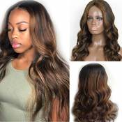 Glueless Ombre Lace Front Human Hair Wigs 130% Density