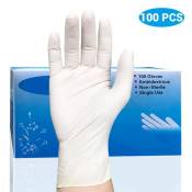 100 pcs Gants Jetables En Latex Blanc gants Extensibles