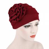 Bigood Islamique Turban Bonnet Fleur Chapeau Perte