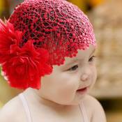 Bébé rouge de fleur de pivoine dentelle large bandeau